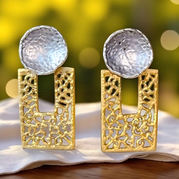 🆕️18K Gold Plated Exclusive Artisan Turkish Statement Earrings ✨ Bold & Elegant - Picture 6 of 15